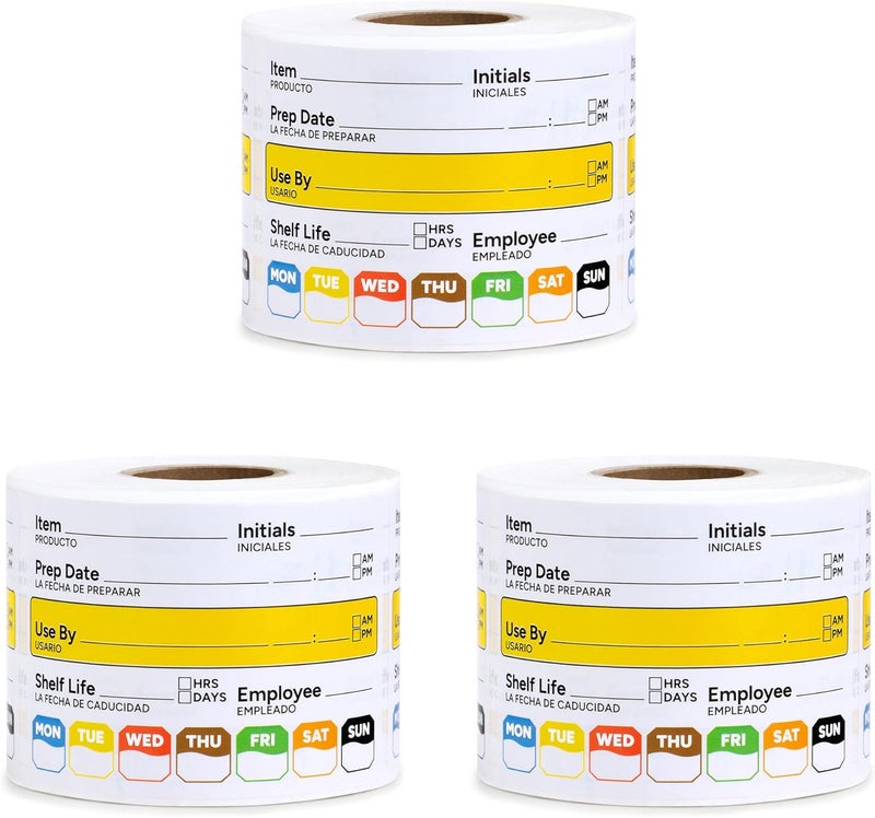 GUEER Restaurant Quality Shelf Life Food Rotation Labels Vinyl, 2” x 3” Self-Adhesive Removable Freezer Food Labels, Perfect for Reusable Containers, Easy to Remove, Food Safety Date Sticker (3 PCS) - Image 1